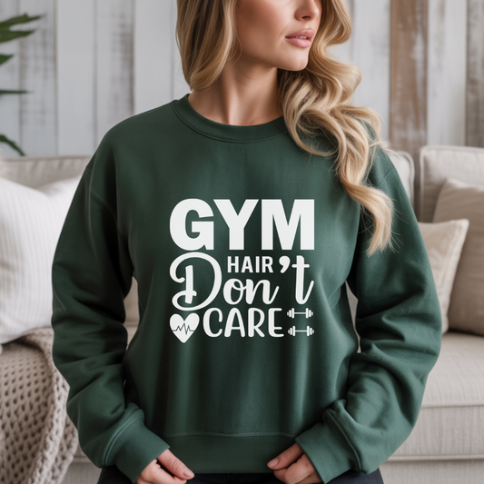 Gym Hair Don't Care Gym Crewneck Sweatshirt