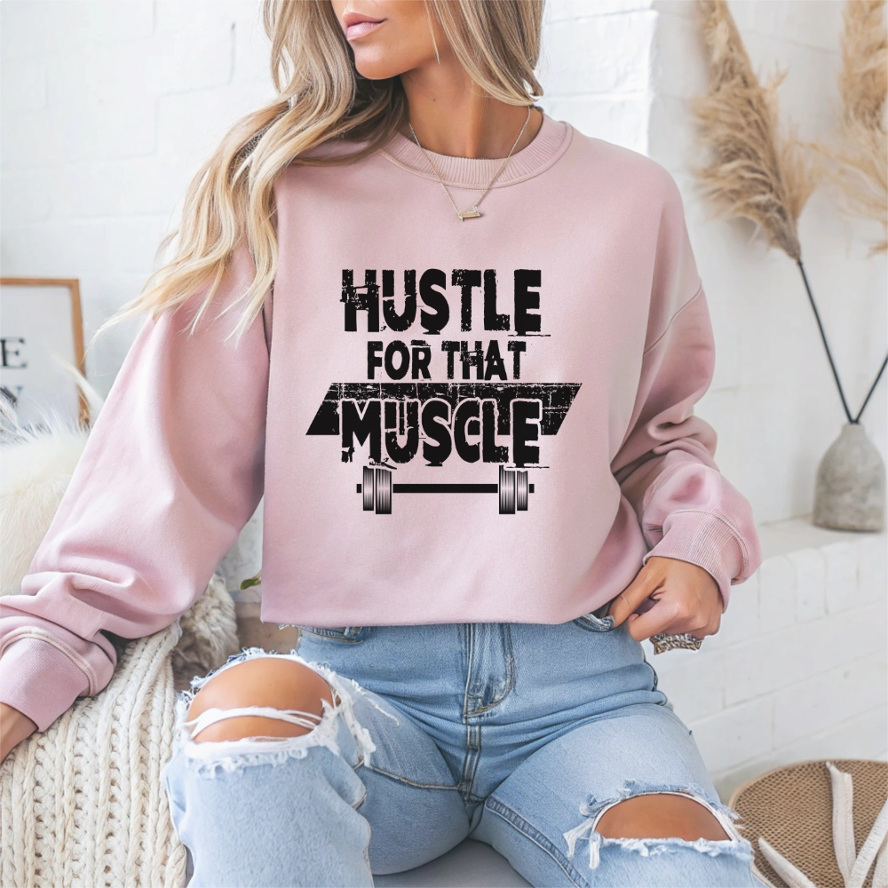 Hustle for That Muscle Gym Crewneck Sweatshirt