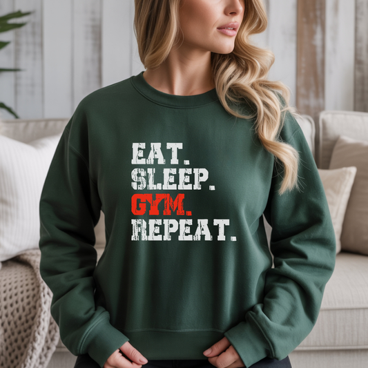 Eat Sleep Gym Repeat Gym Crewneck Sweatshirt
