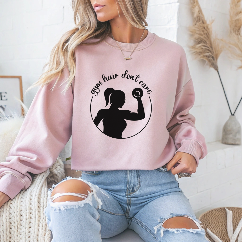Gym Hair Don't Care Gym Crewneck Sweatshirt