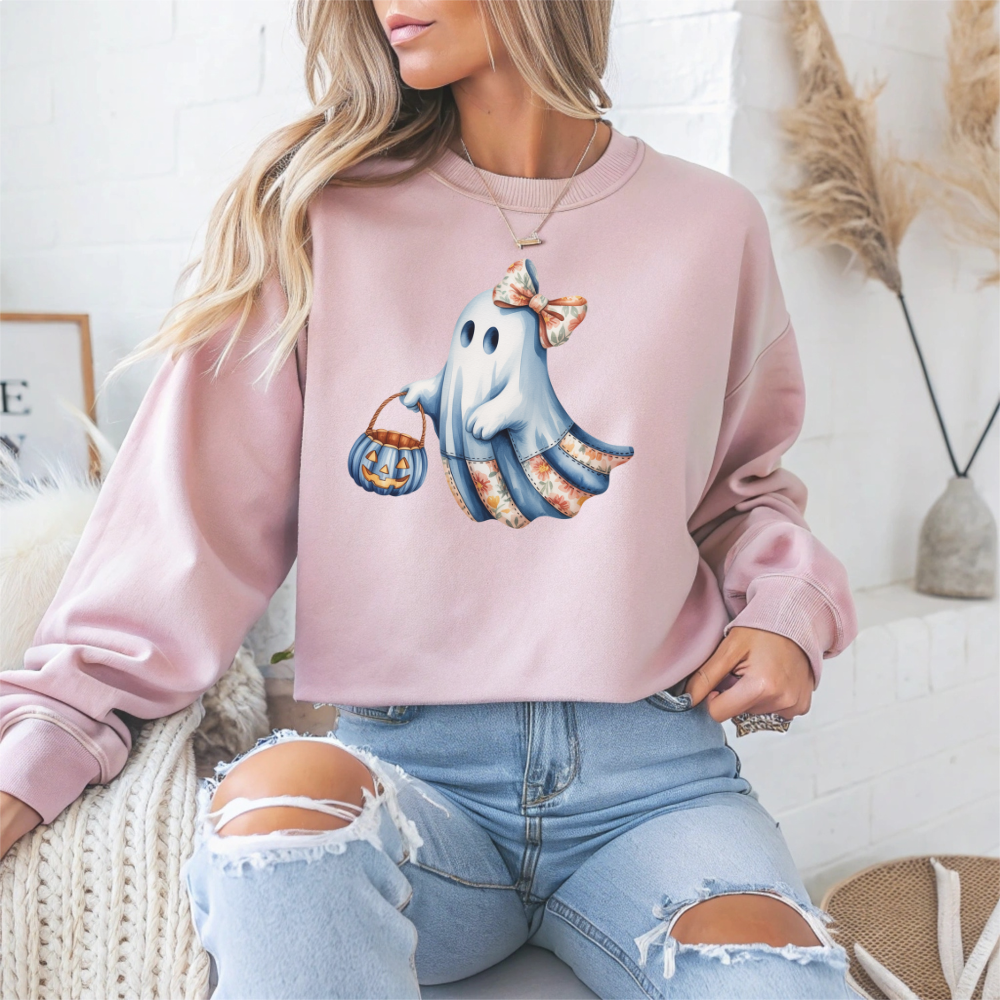 Adorable Ghost Halloween Crewneck Sweatshirt - Samberule