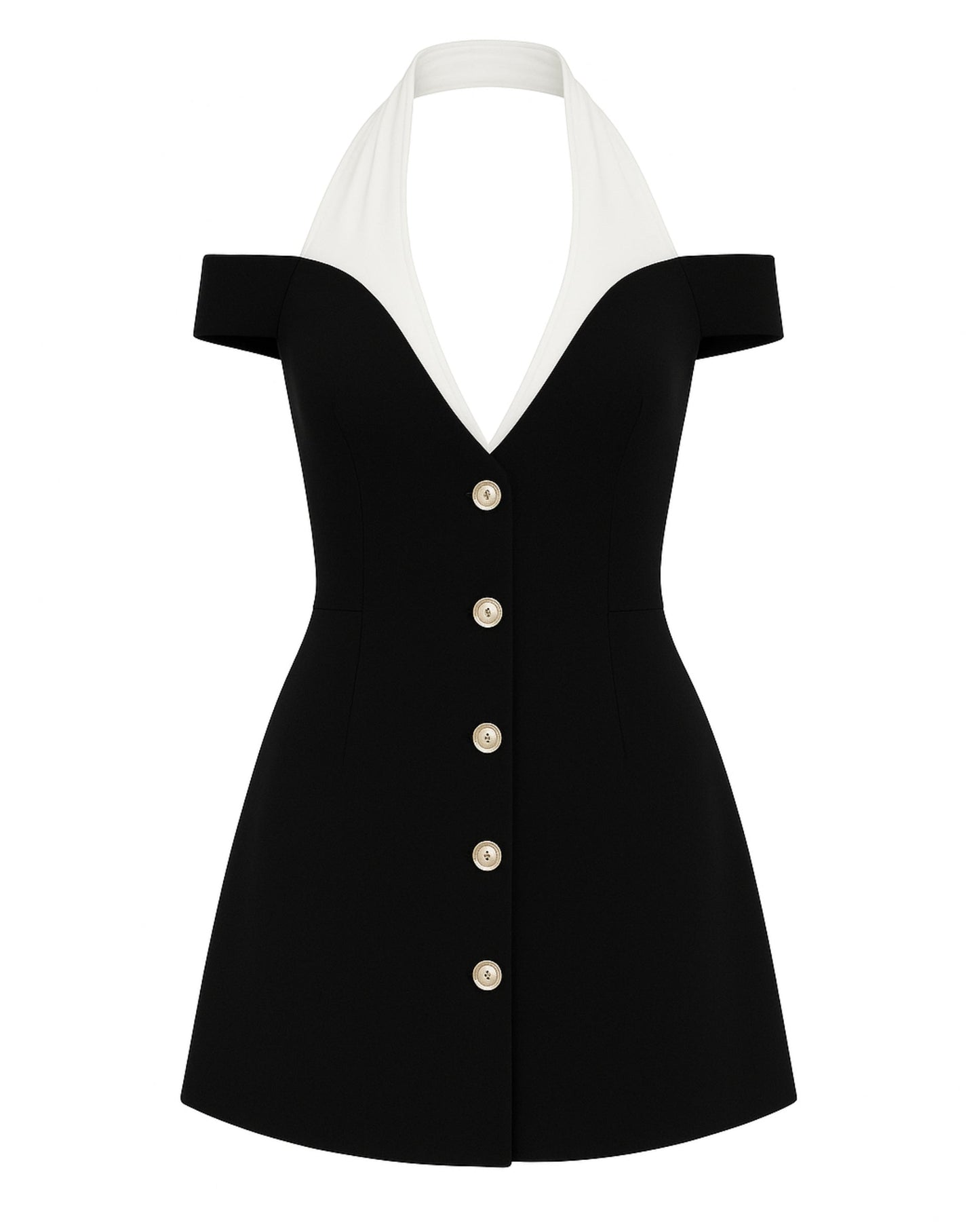 KATHERINE Off-Shoulder Halter Mini Dress