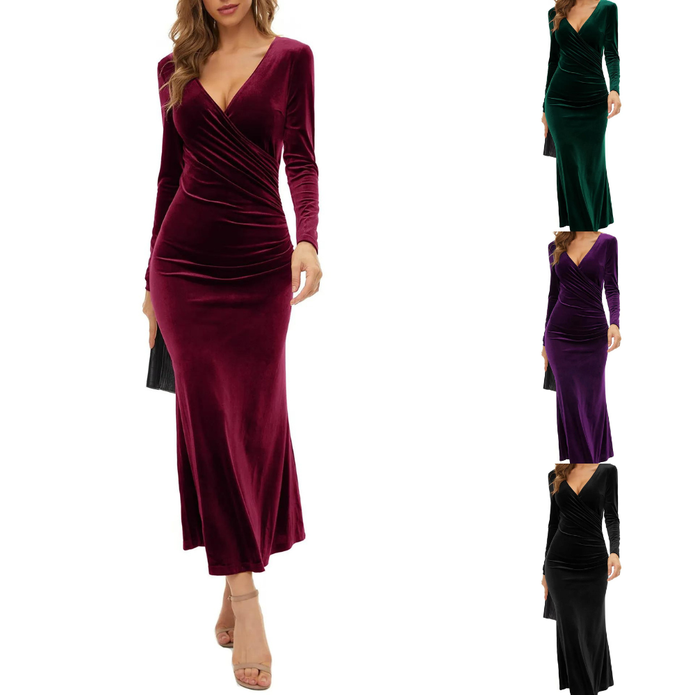 Grace - Elegant Velvet Midi Dress - Samberule