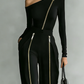 Urban minimalist irregular off-shoulder zipper set