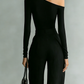 Urban minimalist irregular off-shoulder zipper set