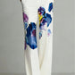 Color-blocked partial print crew neck top and trousers set