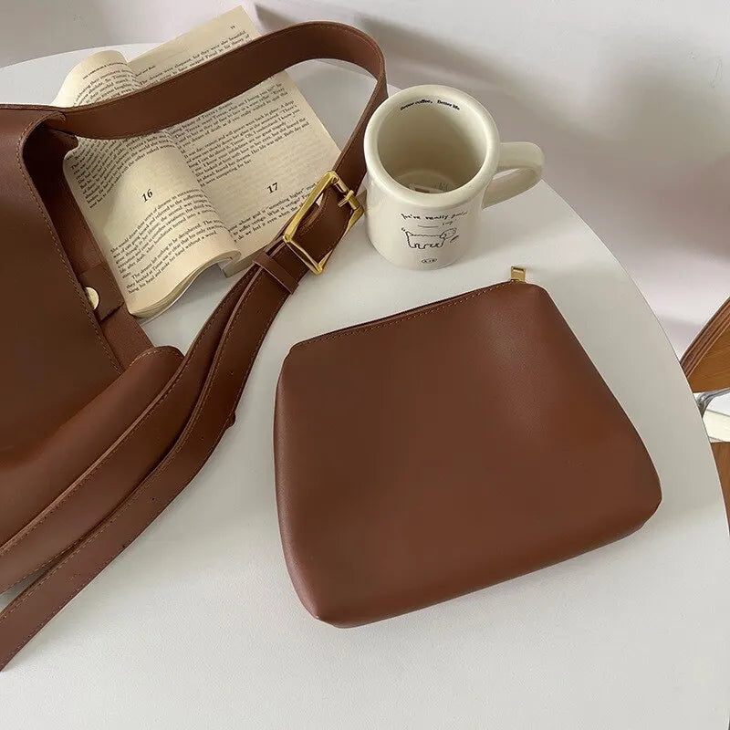 Aria - Vegan Leather Minimalist Shoulder Bag - Samberule