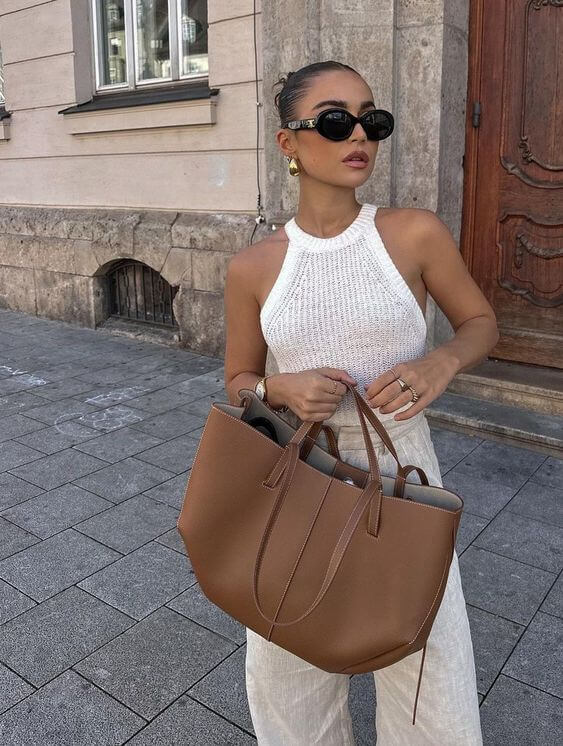 Caroline - Oversized Structured Leather Tote - Samberule