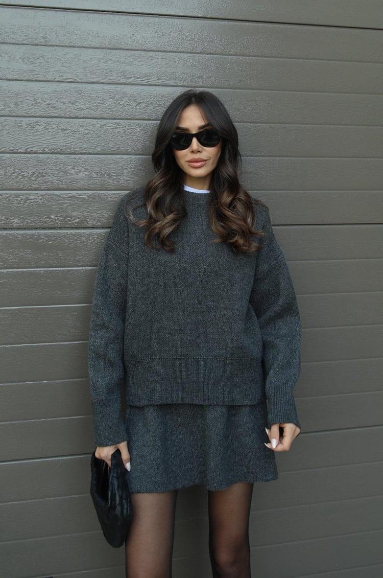 Clara | Women’s Spring Sweater Mini Skirt Set - Samberule