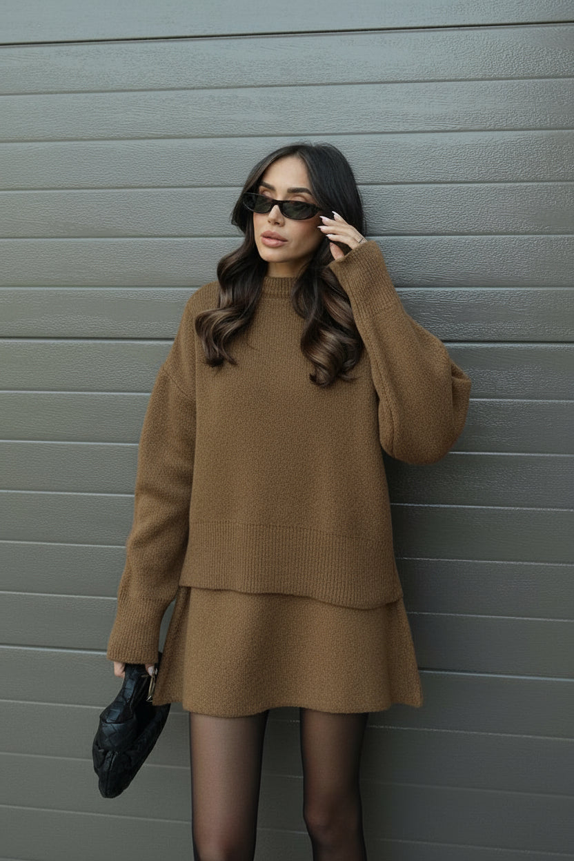 Clara | Women’s Spring Sweater Mini Skirt Set - Samberule