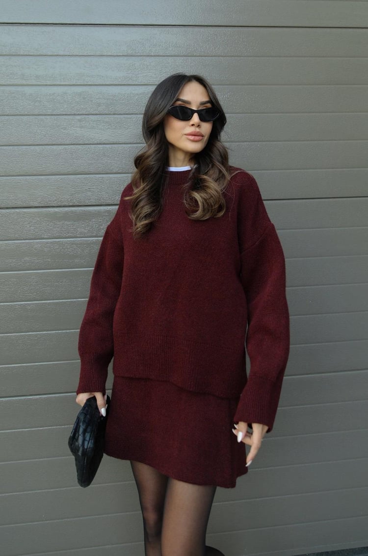 Clara | Women’s Spring Sweater Mini Skirt Set - Samberule