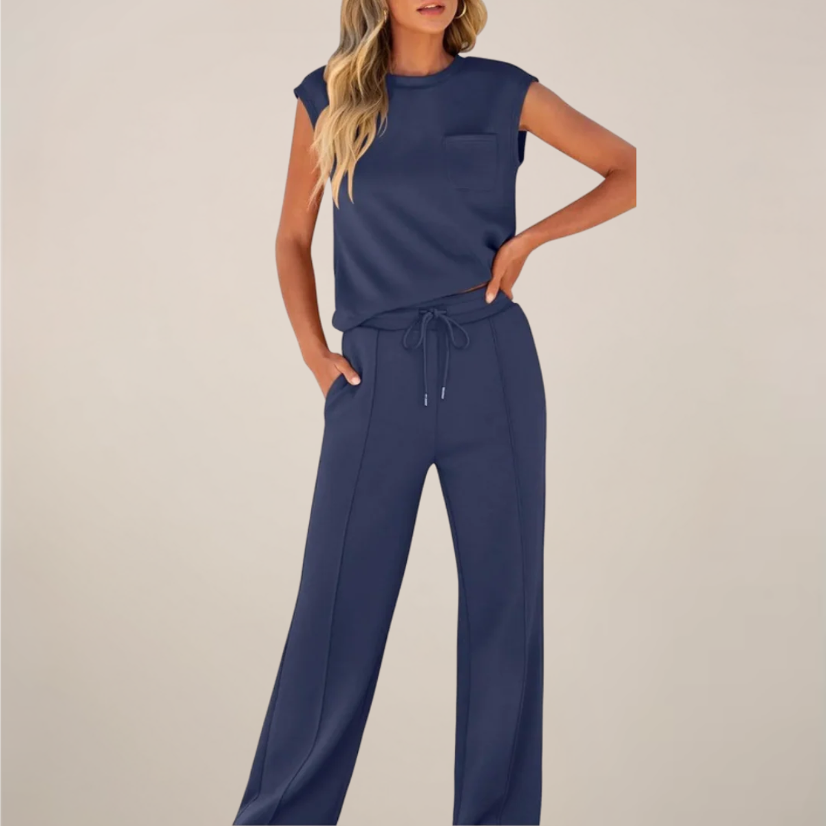 Charlotte | Women’s Spring Drawstring Relaxed Pants Set - Samberule