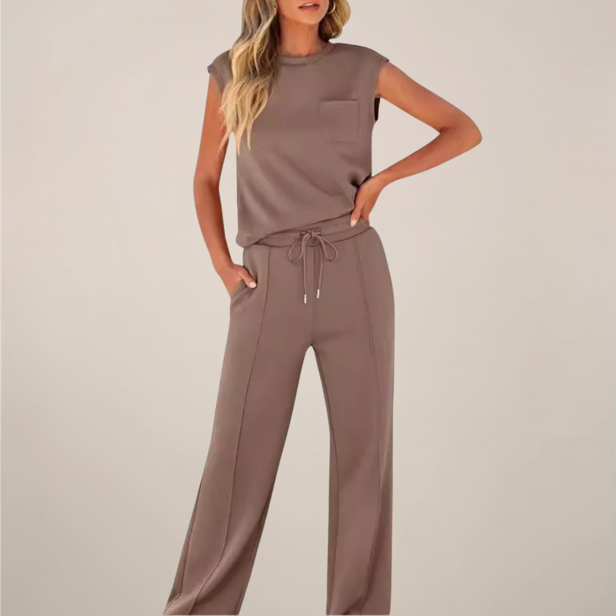 Charlotte | Women’s Spring Drawstring Relaxed Pants Set - Samberule