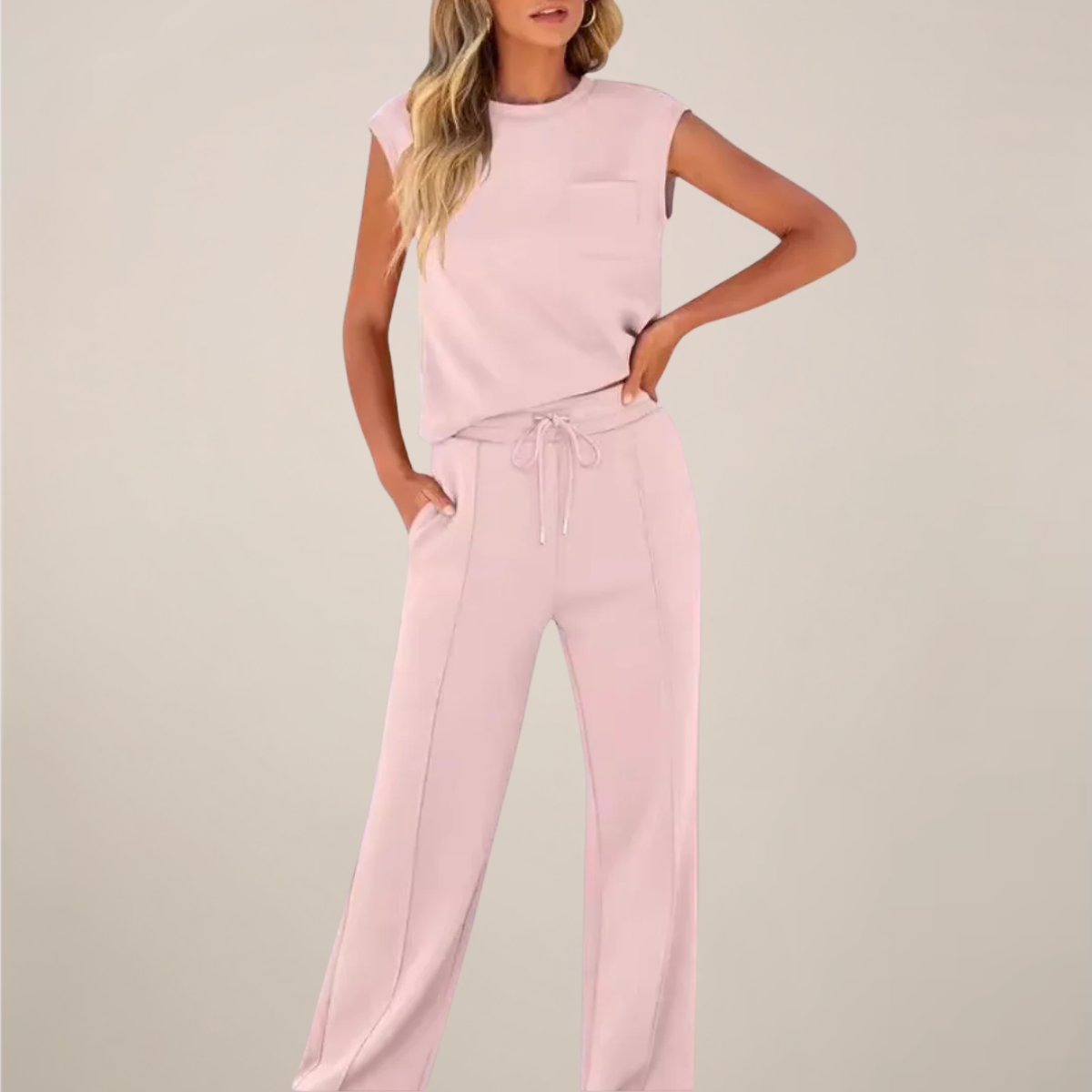 Charlotte | Women’s Spring Drawstring Relaxed Pants Set - Samberule