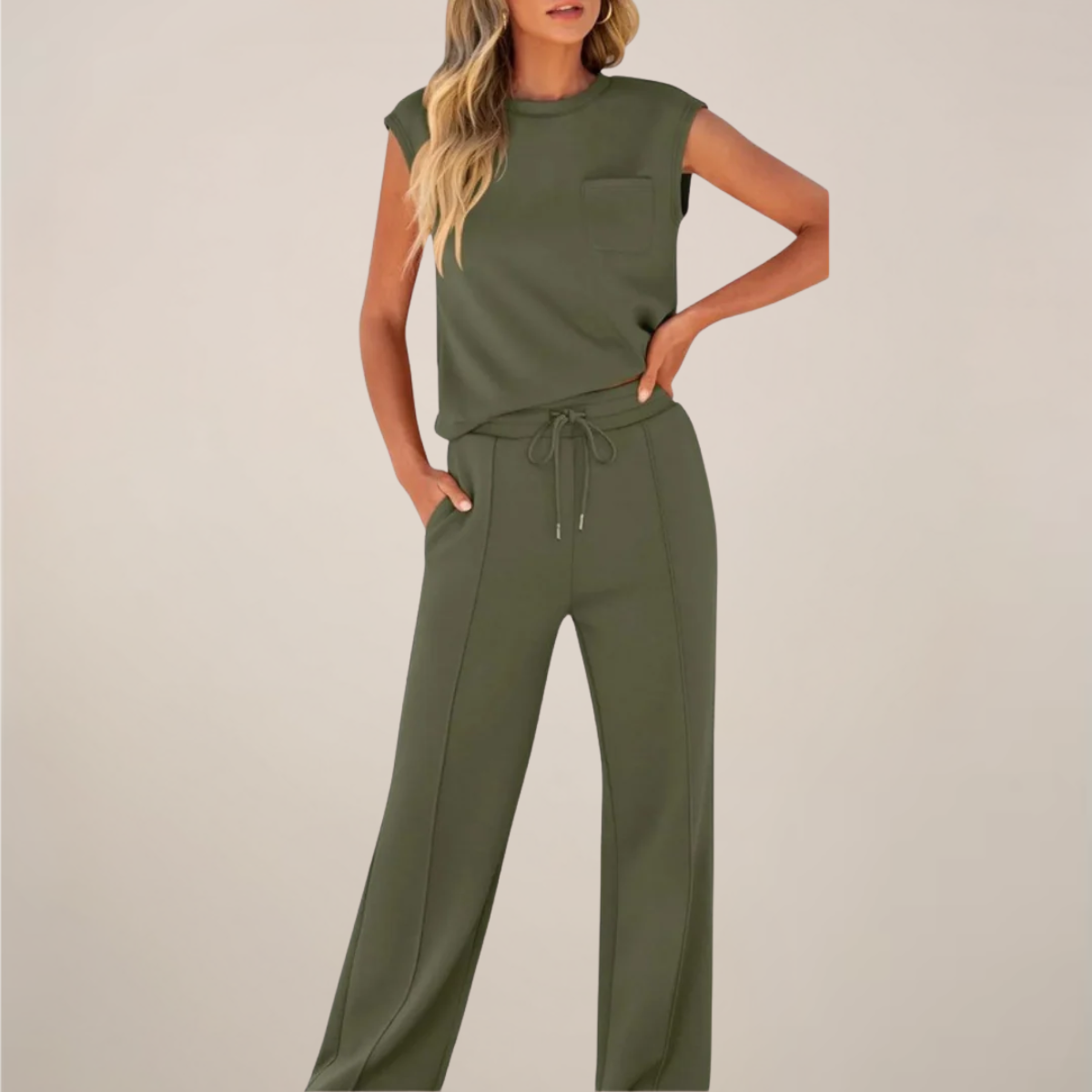 Charlotte | Women’s Spring Drawstring Relaxed Pants Set - Samberule