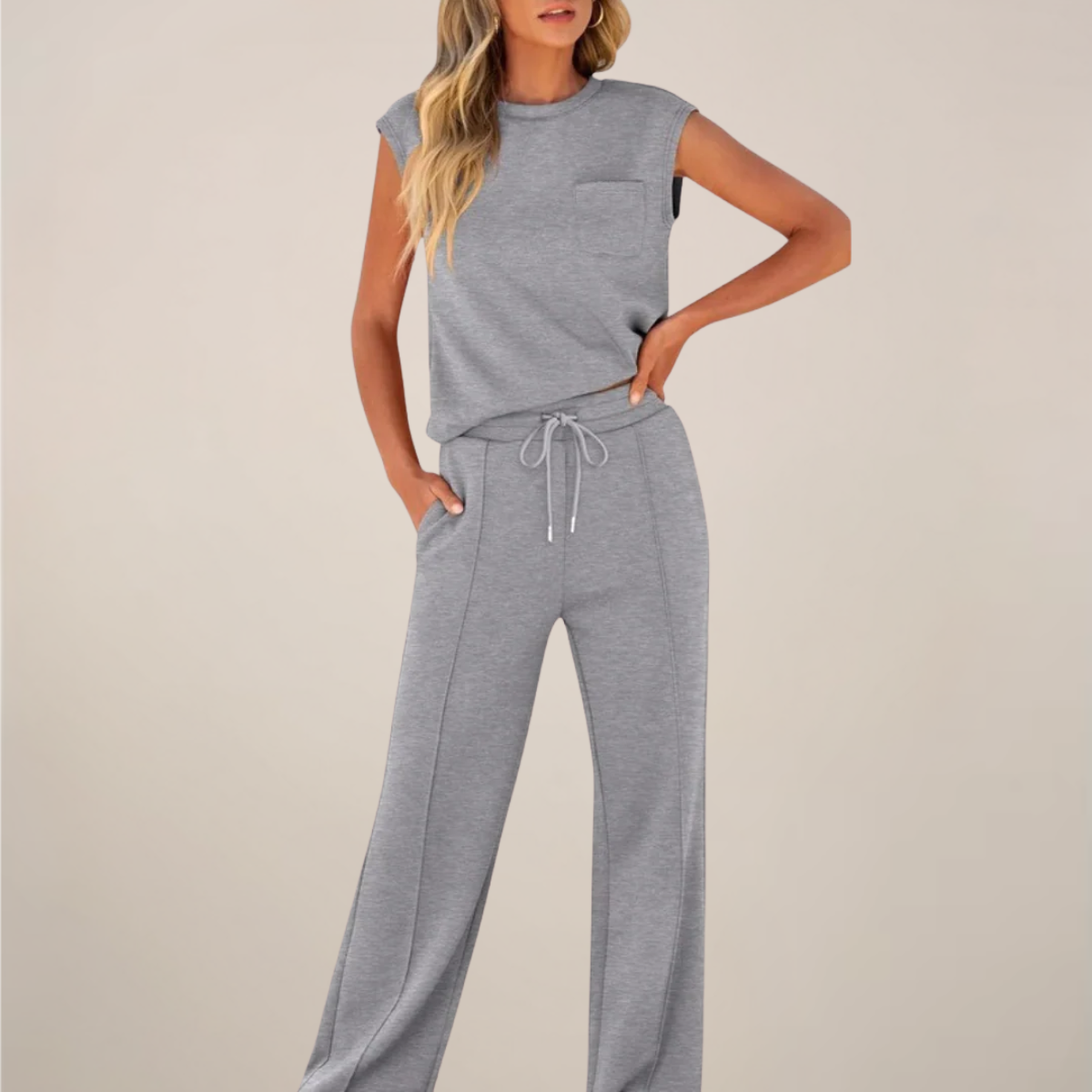 Charlotte | Women’s Spring Drawstring Relaxed Pants Set - Samberule