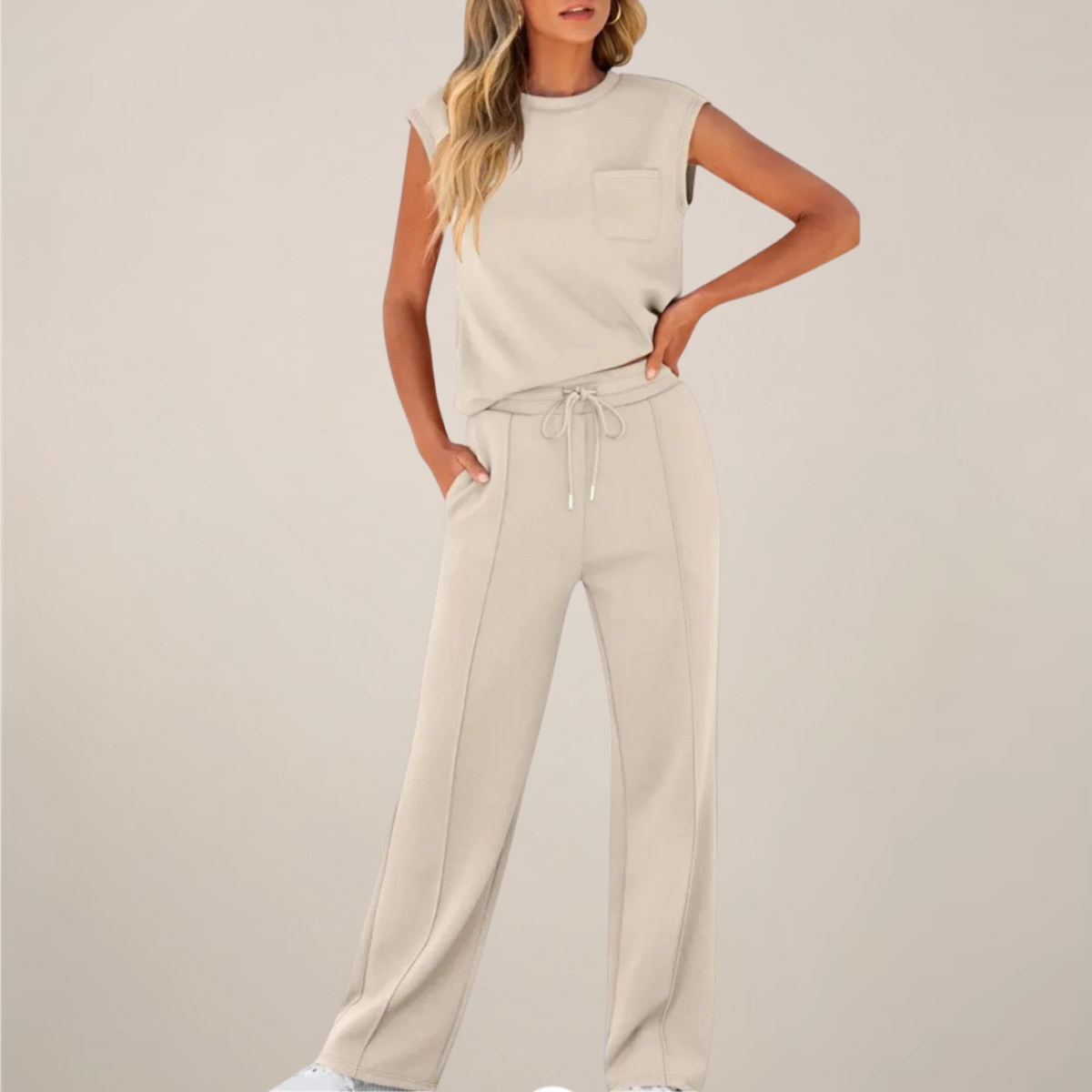 Charlotte | Women’s Spring Drawstring Relaxed Pants Set - Samberule