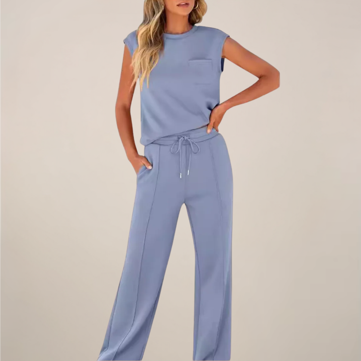 Charlotte | Women’s Spring Drawstring Relaxed Pants Set - Samberule