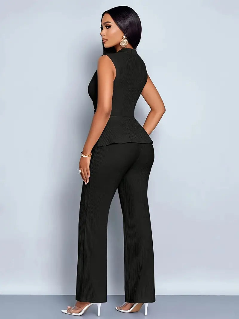 Addison | Women Spring Pleated Peplum Pants Set - Samberule