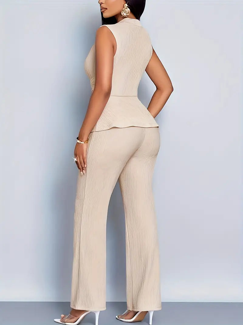 Addison | Women Spring Pleated Peplum Pants Set - Samberule