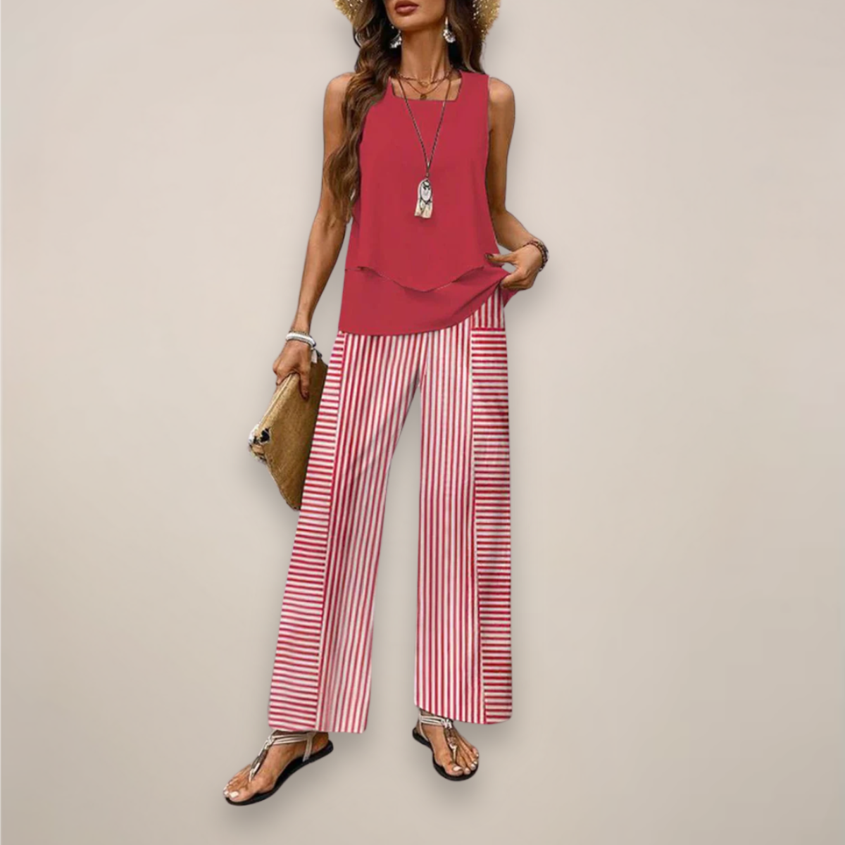 Ava | Women’s Spring Printed Wide-Leg Set - Samberule