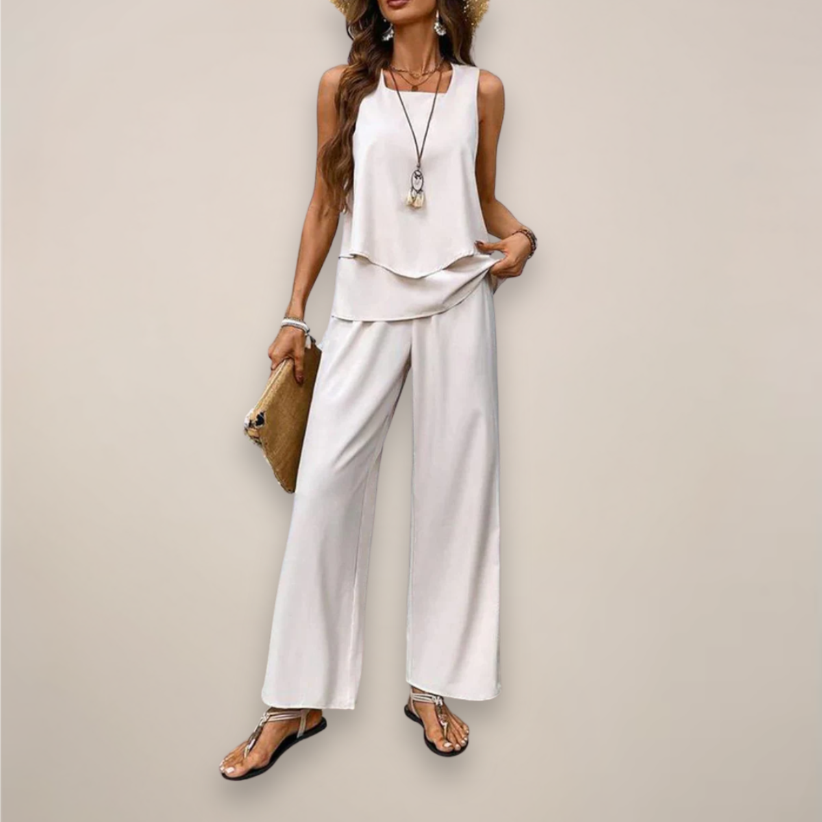 Ava | Women’s Spring Printed Wide-Leg Set - Samberule