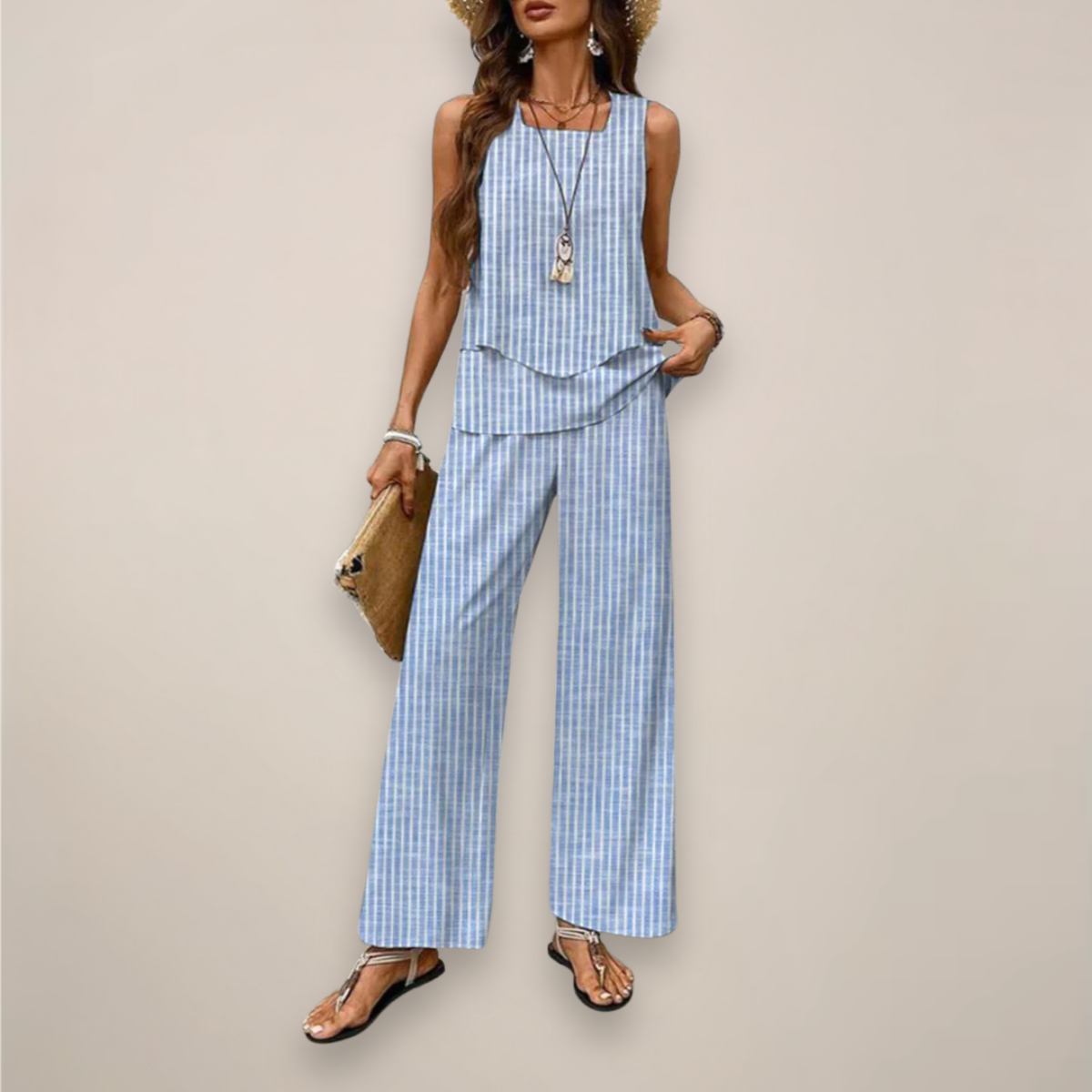 Ava | Women’s Spring Printed Wide-Leg Set - Samberule