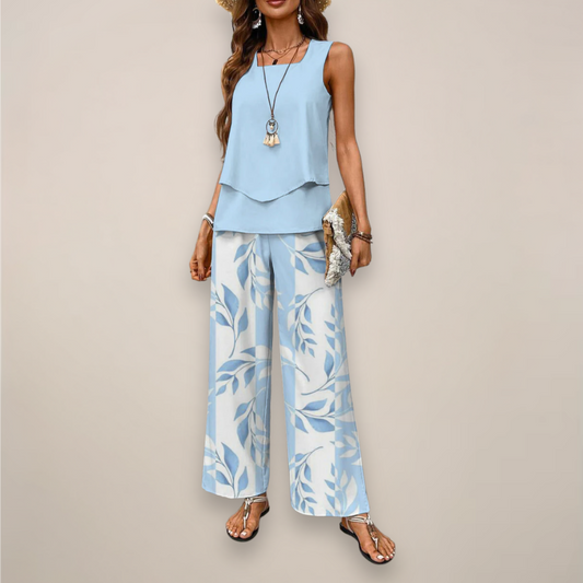 Ava | Women’s Spring Printed Wide-Leg Set - Samberule