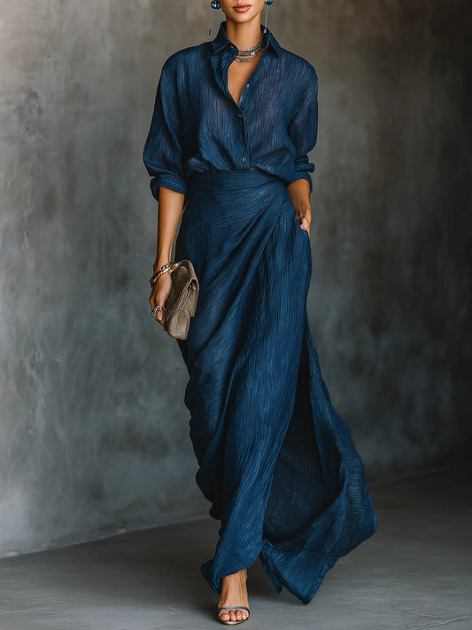 Selena | Women Elegant Shirt And Long Skirt Set - Samberule