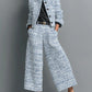 Tweed Blend Single-Breasted Cropped Jacket And Wide-Leg Pants Set - Samberule