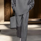 Comfortable Gray Top and Wide-leg Pants Casual Two-piece Set