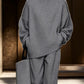 Comfortable Gray Top and Wide-leg Pants Casual Two-piece Set