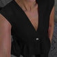 Cotton and linen V-neck ruffled two-piece suit