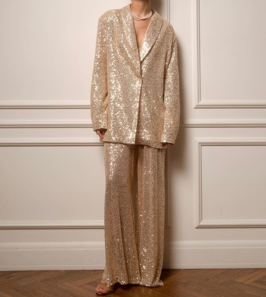 Sequined Suit Jacket And Trousers Set - Samberule
