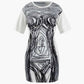 Abstract Line Print Short Sleeve Mini Dress