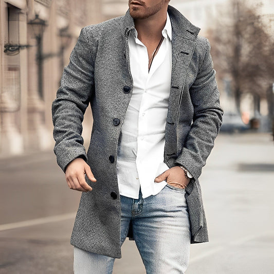 Harry | Stylish Long Button Up Coat for Men - Samberule