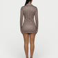 AVENYA Striped Long-Sleeved Shirt & Mini Skirt Set