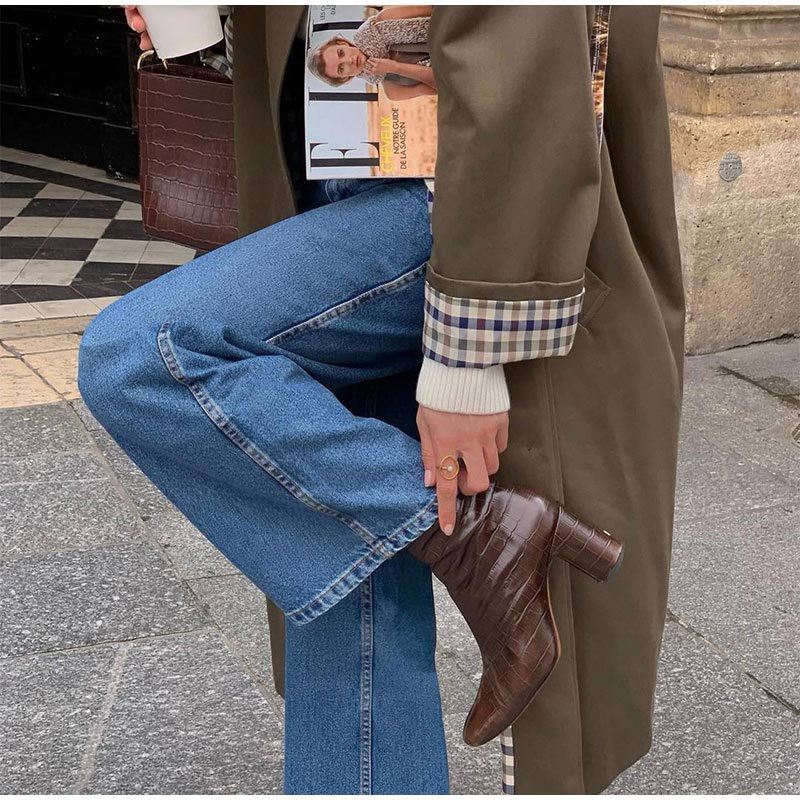 Luciana | Women’s Trench Coat – Grid-Lined Autumn Elegance