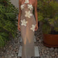 3D Flower Decor Halter Neck Bodycon Crochet Maxi Dresses