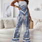 Stylish Printed Lace-Up Vest & Pants Two-Piece Set