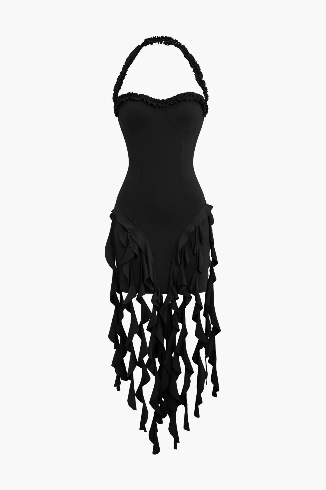 SANAI Ruffle Trim Mini Dress