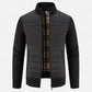 Men's Fleece Patchwork Jacket with Stand Collar