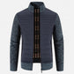 Men's Fleece Patchwork Jacket with Stand Collar