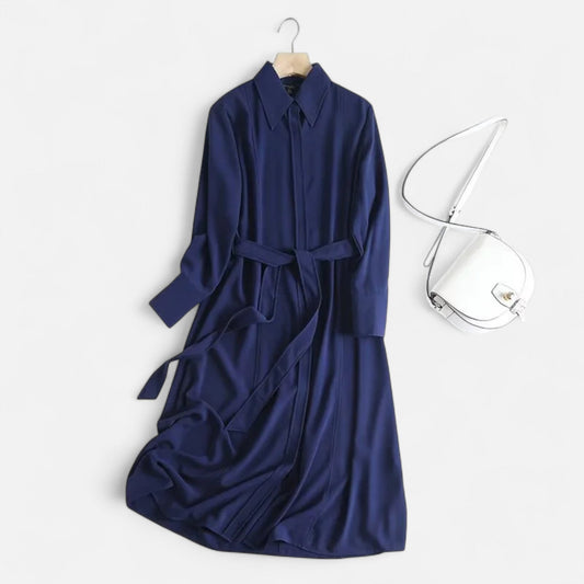 Women’s Slim-Fit Cotton-Blend Midi Dress with Belt - Samberule