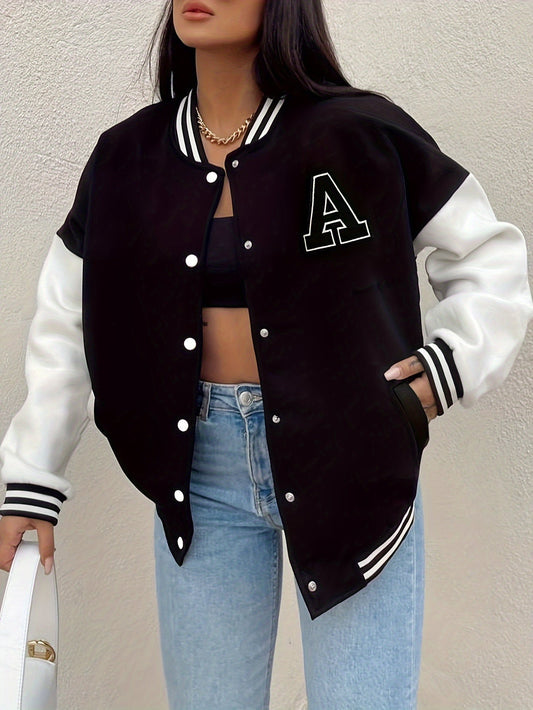 Olivia | Women’s Casual Oversized Varsity Bomber Jacket - Samberule