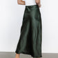 Celeste Satin Midi Skirt | Dark Green