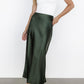 Celeste Satin Midi Skirt | Dark Green