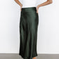 Celeste Satin Midi Skirt | Dark Green