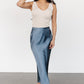 Celeste Satin Midi Skirt | Steel Blue