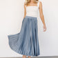 Demetria Pleated Midi Skirt | Steel Blue